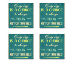 Motivational Retro Poster Coaster Set Of Four