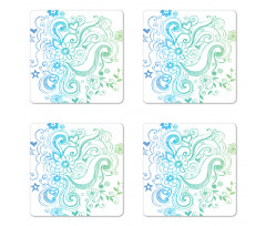 Ombre Sketchy Floral Coaster Set Of Four