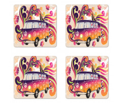 Peace Van Funny Coaster Set Of Four