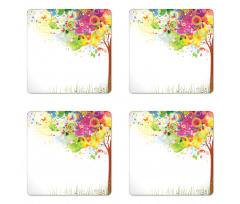 Color Bursting Tree of Life Coaster Set Of Four