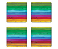 Colorful Wood Stripes Coaster Set Of Four