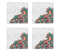 Floral Tribal Paisley Coaster Set Of Four