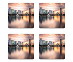 Downtown City Skyline Coaster Set Of Four