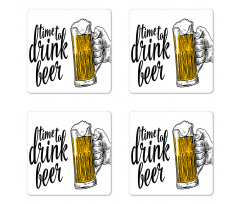 Time to Drink Beer Man Coaster Set Of Four