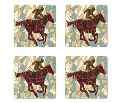 Stable Jockey Silhouette Coaster Set Of Four