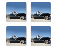 Old Police Car Digital Coaster Set Of Four