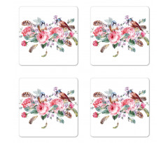 Vintage Roses Birds Coaster Set Of Four