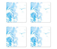 Island Palms Abstract Coaster Set Of Four