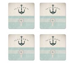 Vintage Marine Anchor Coaster Set Of Four