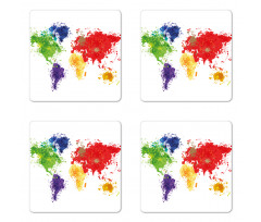 World Map Artwork Coaster Set Of Four