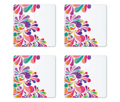 Curvy Floral Design Coaster Set Of Four