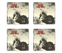 Adventure with Motorcycle Coaster Set Of Four