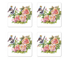 Wild Exotic Birds Roses Coaster Set Of Four