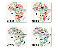 Continent Colored Coaster Set Of Four