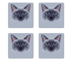 Siamese Cat Portrait Coaster Set Of Four