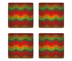 Abstract Zigzag Striped Coaster Set Of Four