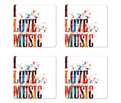 Music Theme Grungy Coaster Set Of Four