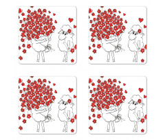 Lover Goats Hearts Coaster Set Of Four