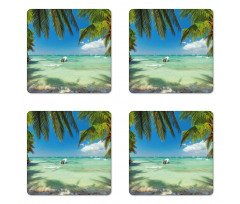 Surreal Sea Palm Tree Coaster Set Of Four