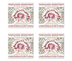 Vintage Portrait Grunge Design Coaster Set Of Four