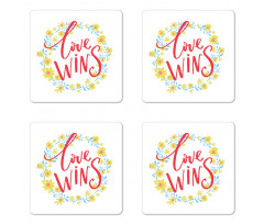 Love Wins Floral Wreath Coaster Set Of Four