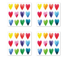 Rainbow Colors Hearts Coaster Set Of Four