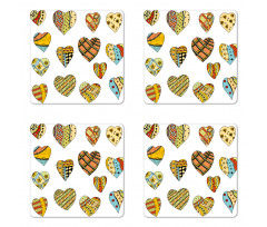 Heart Shapes Pattern Coaster Set Of Four