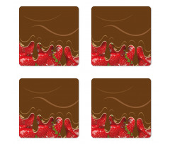 Strawberries Chocolate Coaster Set Of Four