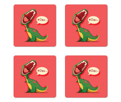 Cartoon Prehistoric Coaster Set Of Four