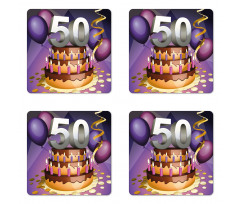 Cake with Candles Coaster Set Of Four