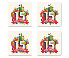 Birthday Fifteenth Coaster Set Of Four