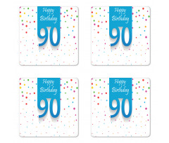 Age 90 Polka Dots Coaster Set Of Four