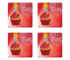 Cupcake Candles 18 Coaster Set Of Four