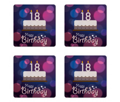 Cartoon Birthday Cake Coaster Set Of Four