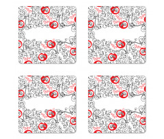 Sketchy Birds Swirls Coaster Set Of Four