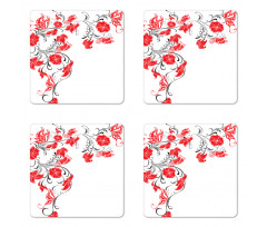 Japanese Flowers Ivy Coaster Set Of Four