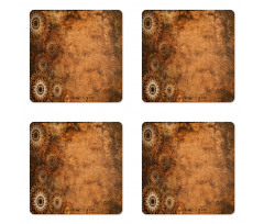 Aged Texture Vintage Floral Coaster Set Of Four