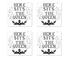 Vintage Words and Crown Coaster Set Of Four