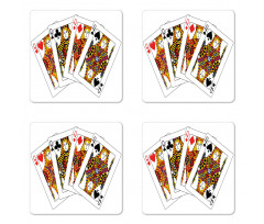 Queens Poker Play Cards Coaster Set Of Four