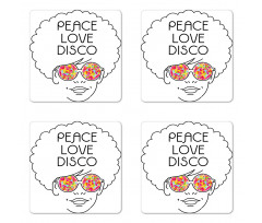 Girl Afro Hair Glasses Coaster Set Of Four