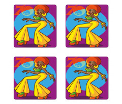 Afro Disco Lady Coaster Set Of Four