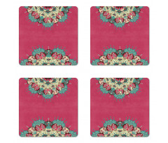 Eastern Boho Floral Coaster Set Of Four