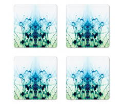 Floral Dandelion Arrangement Coaster Set Of Four