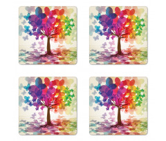 Colorful Spring Tree Coaster Set Of Four