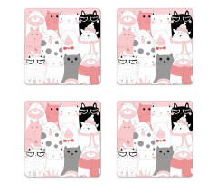Funny Kittens Humor Doodle Coaster Set Of Four