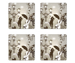 Kissing Couples Music Coaster Set Of Four