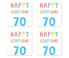 Abstract 70 Birthday Coaster Set Of Four