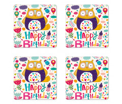 Funny Greeting Doodle Art Coaster Set Of Four