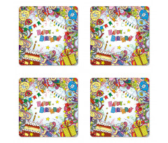 Colorful Cartoon Party Coaster Set Of Four