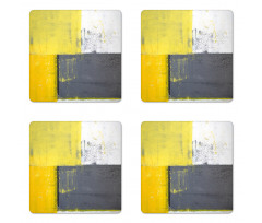 Pale Yellow Squares Coaster Set Of Four
